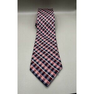 Stafford Signature Silk Tie Red Pink Blue White Plaid Men Necktie